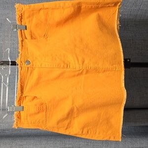 GB Gianni Bini Vibrant‎ Peach Orange Frayed Mini Skirt Size Large